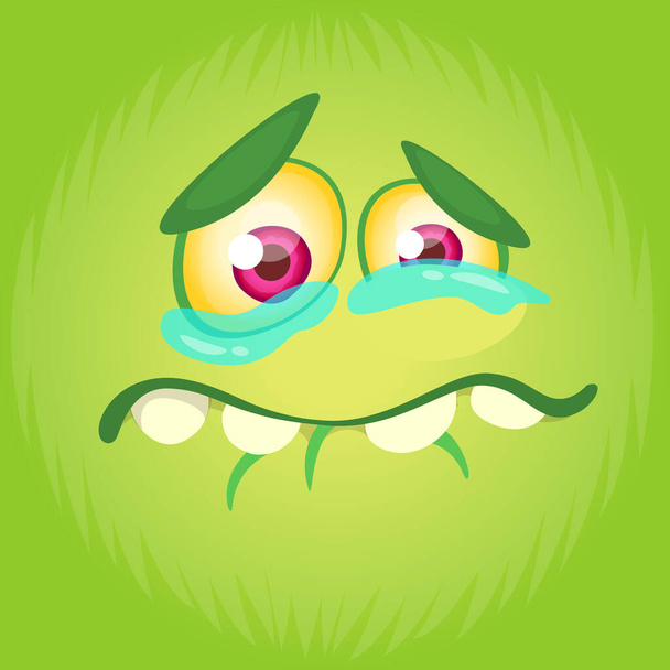 Cartoon monster face. Vector Halloween cute monster square avatar. Funny monster mas - Vector, Image
