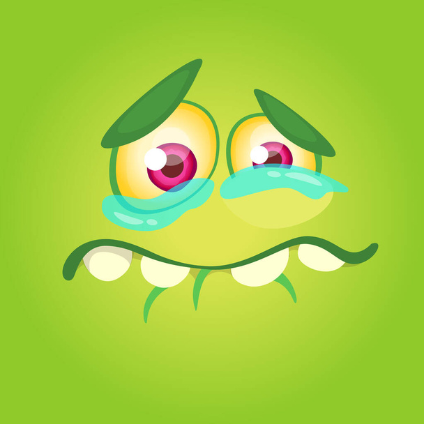 Cartoon monster face isolated . Vector Halloween happy monster square avatar. Funny monster mas - Vecteur, image