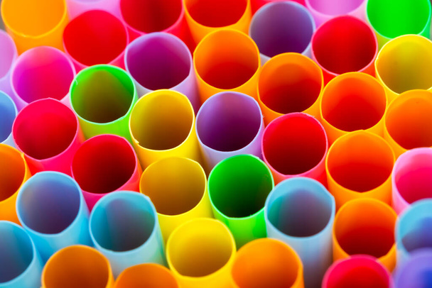Closeup straws in various designs, color detail art - Photo, Image