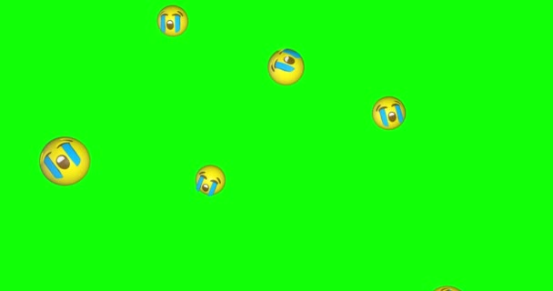 Emoji emoticon laut weinen traurig gesicht fallen green screen chroma key animation 3d - Filmmaterial, Video