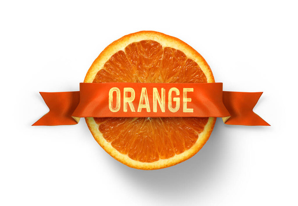 Naranja aislado en blanco con cinta
 - Foto, imagen