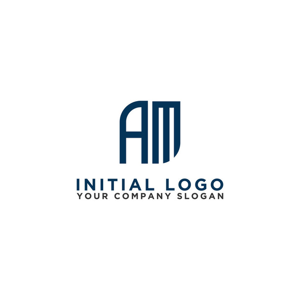 inspiración de diseño de logotipo para las empresas a partir de las letras iniciales del icono del logotipo AM. -Vector
 - Vector, Imagen