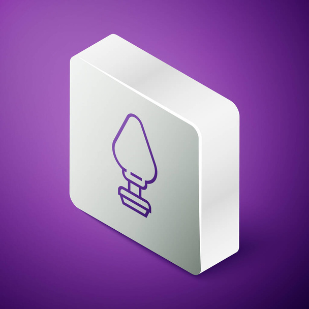 Isometric line Anal plug icon isolated on purple background. Butt plug sign. Fetish accessory. Sex toy for men and woman. Silver square button. Vector Illustration - ベクター画像