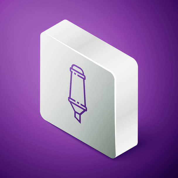 Isometric line Marker pen icon isolated on purple background. Silver square button. Vector Illustration - Vector, Image