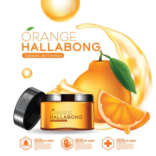 Jeju Island naranja Hallabong vitamina suero humedad cuidado de la piel cosmética
. - Vector, Imagen