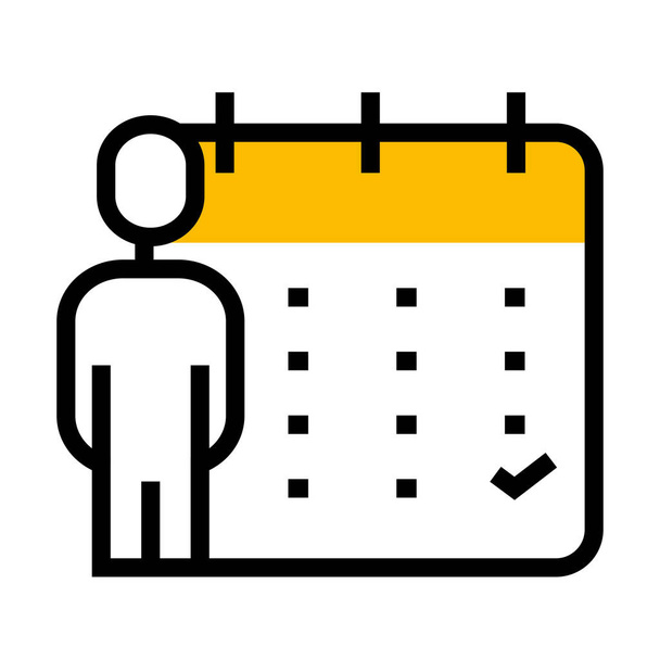 calendar with pictogram man icon, half color half line style - Vector, Image