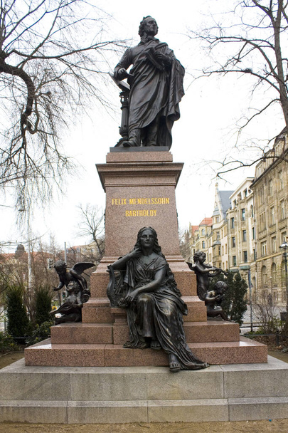 ドイツ・ライプツィヒ2020年3月9日:ライプツィヒのフェリックス・メンデルスゾーン・バルトロディ記念碑 - 写真・画像