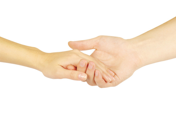 Serrer la main de deux personnes, homme et femme
. - Photo, image