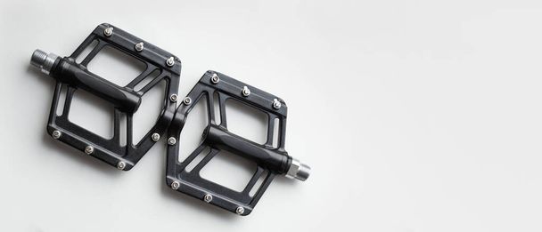panorama  mountain bike pedals on an isolated white background - Photo, Image
