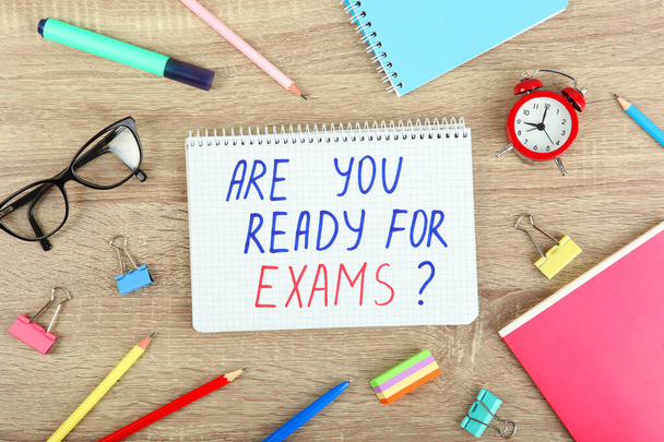Composition on the theme "are you ready for exams" on a colored background top view - Photo, Image