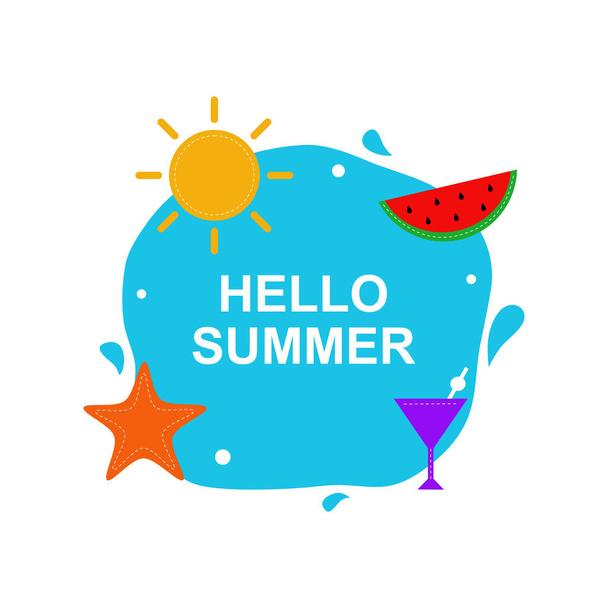 Hallo zomer spandoek met watermeloen en zon - Vector, afbeelding