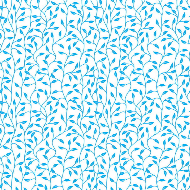 Vector blue seamless texture of shrub with leaves. Isolated on white background. - Διάνυσμα, εικόνα