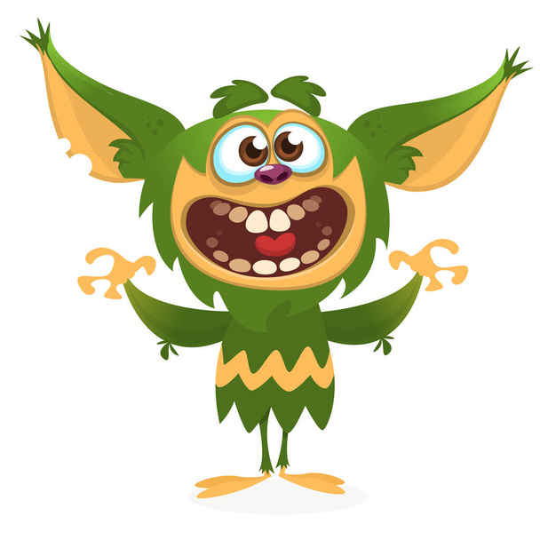 Cartoon angry green monster. Halloween vector illustration - ベクター画像