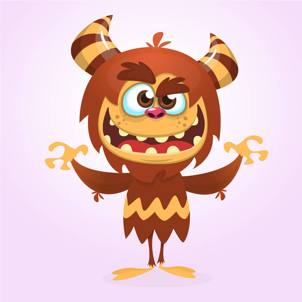 Happy cute cartoon monster. Vector illustration - Vector, imagen