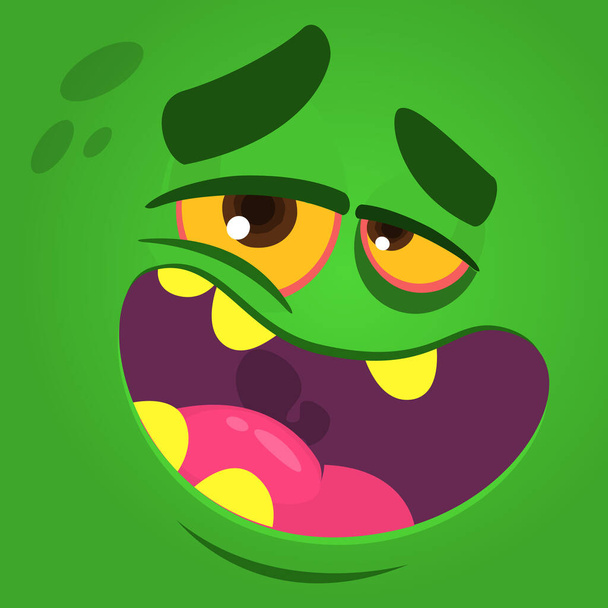 Cartoon laughing funny zombie face. Vector zombie monster square avatar - Vektor, kép