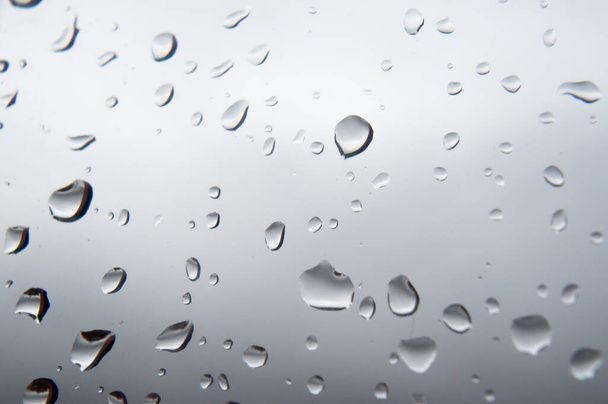 Sadepisarat lasilla lähikuva - Valokuva, kuva