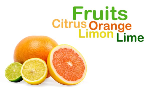 Image of a fresh lime,lemon and orange isolated on white - Foto, Imagem
