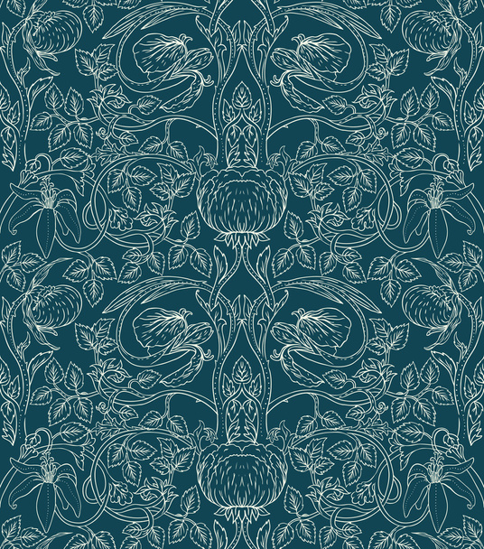 Floral vintage seamless pattern for retro wallpapers - Vetor, Imagem