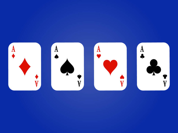 Vier Asse Kartenfarben auf blauem Hintergrund Vektor Illustration - Vektor, Bild