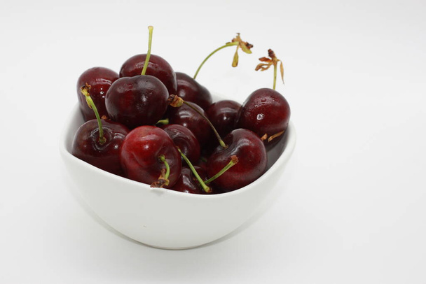 red cherries on white background - Photo, Image