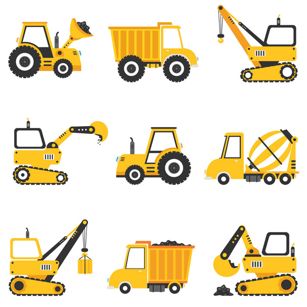 Conjunto de várias máquinas de construção
 - Vetor, Imagem