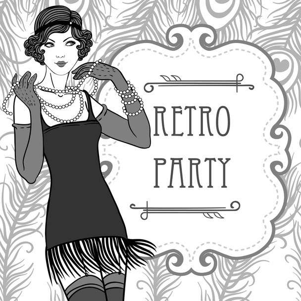 Flapper retro party invitation design - Vector, afbeelding