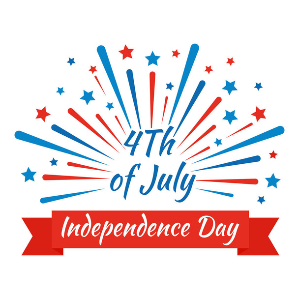 Independence Day Fourth of July. Salute icon and inscription. - Vector, Image