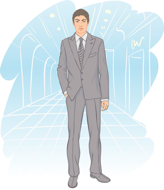 Portrait of a young businessman - Vector, Image