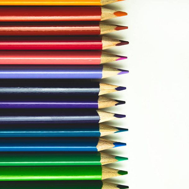 Crayons. Colored Pencils. colored pencils on white background. - Fotó, kép