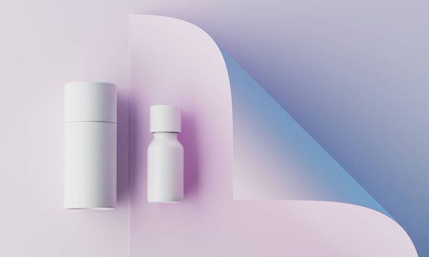 Minimal background for cosmetic branding and packaging presentation. Stage pastel colors. 3d illustration. - Foto, imagen