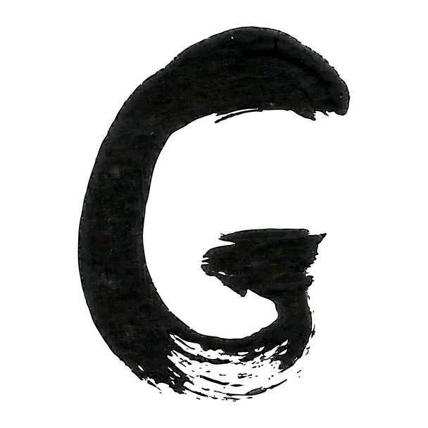 G - Черные рукописные буквы на белом фоне
 - Вектор,изображение
