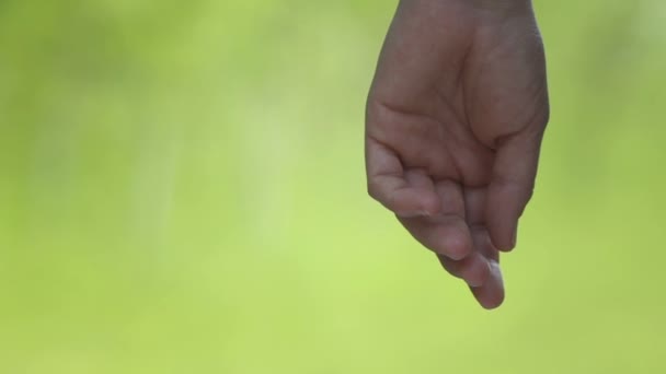 Férfi és női kéz együtt. Férfi kéz ölel egy női kezet.  - Felvétel, videó
