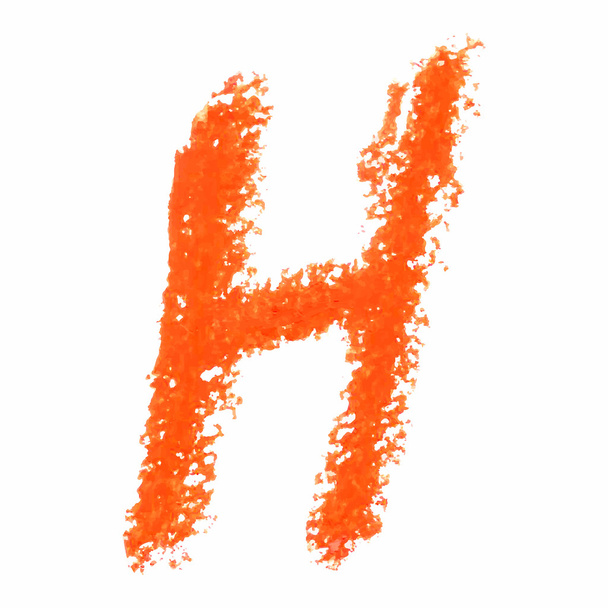 h - 白い背景の上のオレンジの手書き文字. - ベクター画像