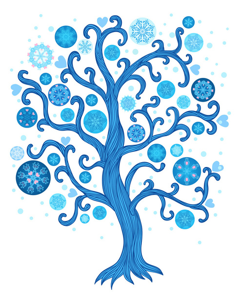 Winter tree with christmas decoration - Διάνυσμα, εικόνα