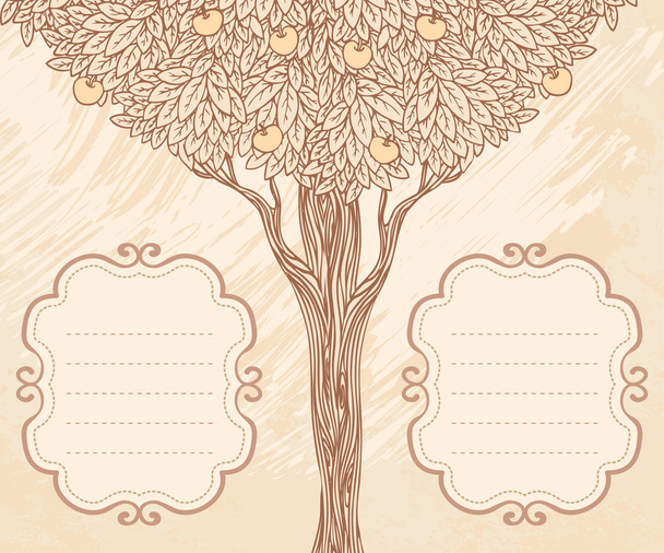 Винтажная иллюстрация дерева
 - Вектор,изображение
