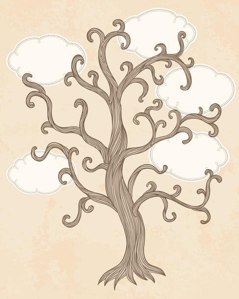 Vintage illustration of a tree - Vector, imagen