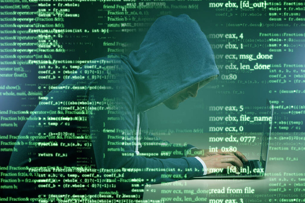 Hacker in digital security concept - Photo, image