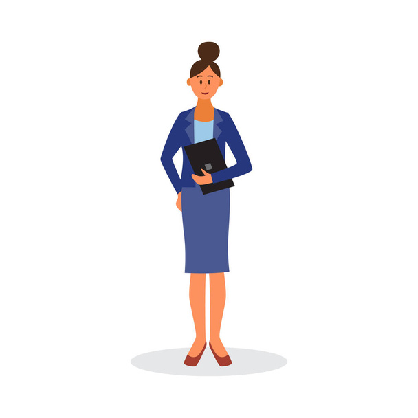 Isolated cartoon businesswoman - female business worker in suit - Vektör, Görsel