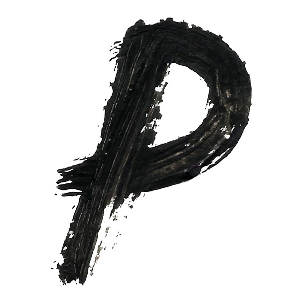 P - Black handwritten letters on white background - Vector, imagen