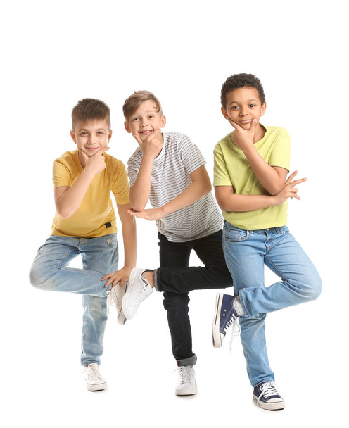 Cute dancing children on white background - Photo, image