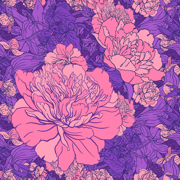 Seamless pattern with peonies - ベクター画像