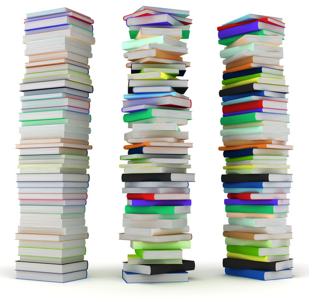 Education and wisdom. Tall heaps of hardcovered books - Фото, зображення