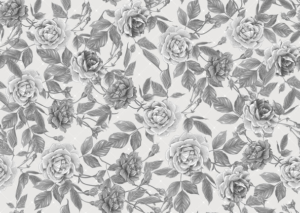 Seamless pattern with roses flowers. - Вектор,изображение