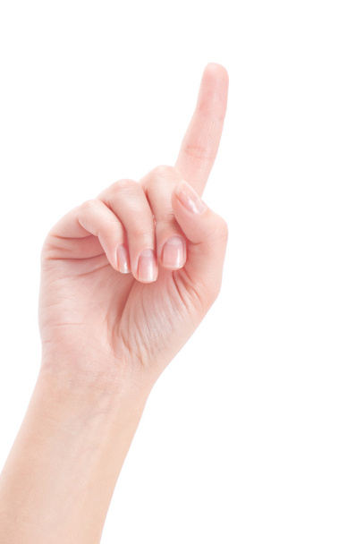 Hand with index finger, isolated on a white background - Foto, Imagen