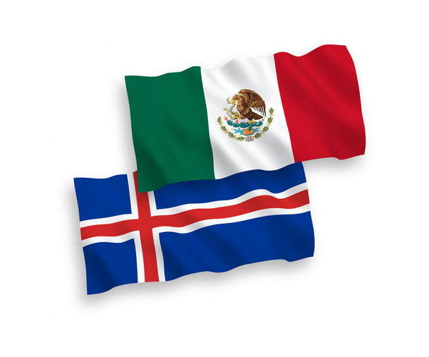 Národní vektorové tkaniny vlnové vlajky Mexika a Islandu izolované na bílém pozadí. 1 až 2 podíl. - Vektor, obrázek