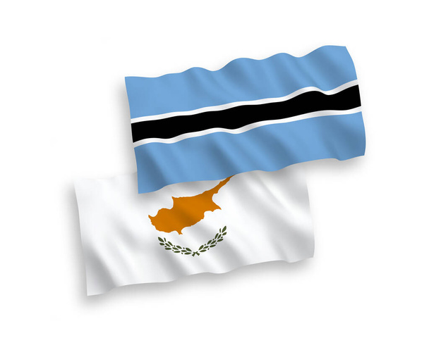 Nemzeti vektor szövet hullám zászlók Ciprus és Botswana elszigetelt fehér alapon. 1-2 arányú. - Vektor, kép