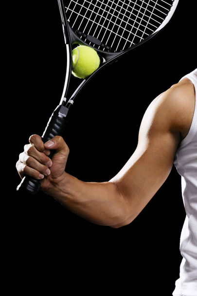 Man with tennis racquet and tennis ball - Zdjęcie, obraz