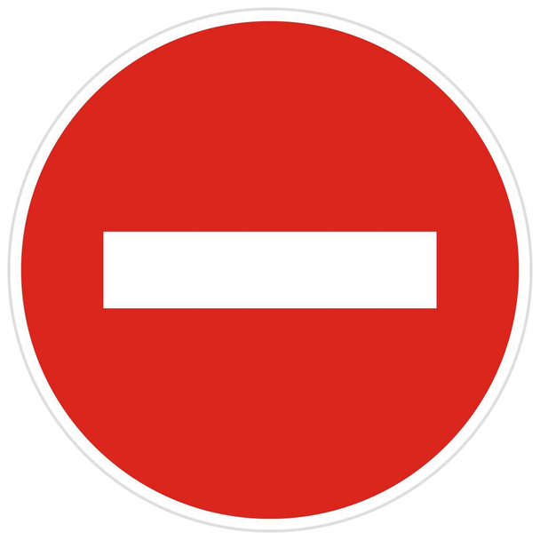 ban on entry of all vehicles, red circle prohibition sign, stop symbol - Vector, Image