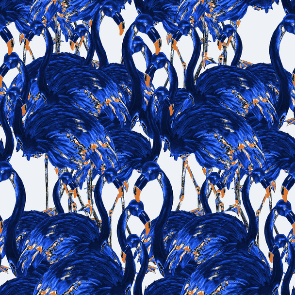 Beautiful watercolor pattern with flamingo for decoration design. Watercolor animalistic background. Watercolor illustration. Tropical illustration. Wildlife seamless pattern - Foto, Bild