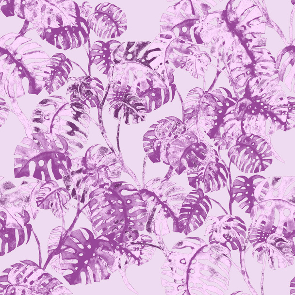 Watercolor seamless pattern with palms in modern style. Watercolor botanical design. Tropical color print. Exotic tropical palm tree. Exotic jungle wallpaper. Great design for any purposes. - Photo, Image
